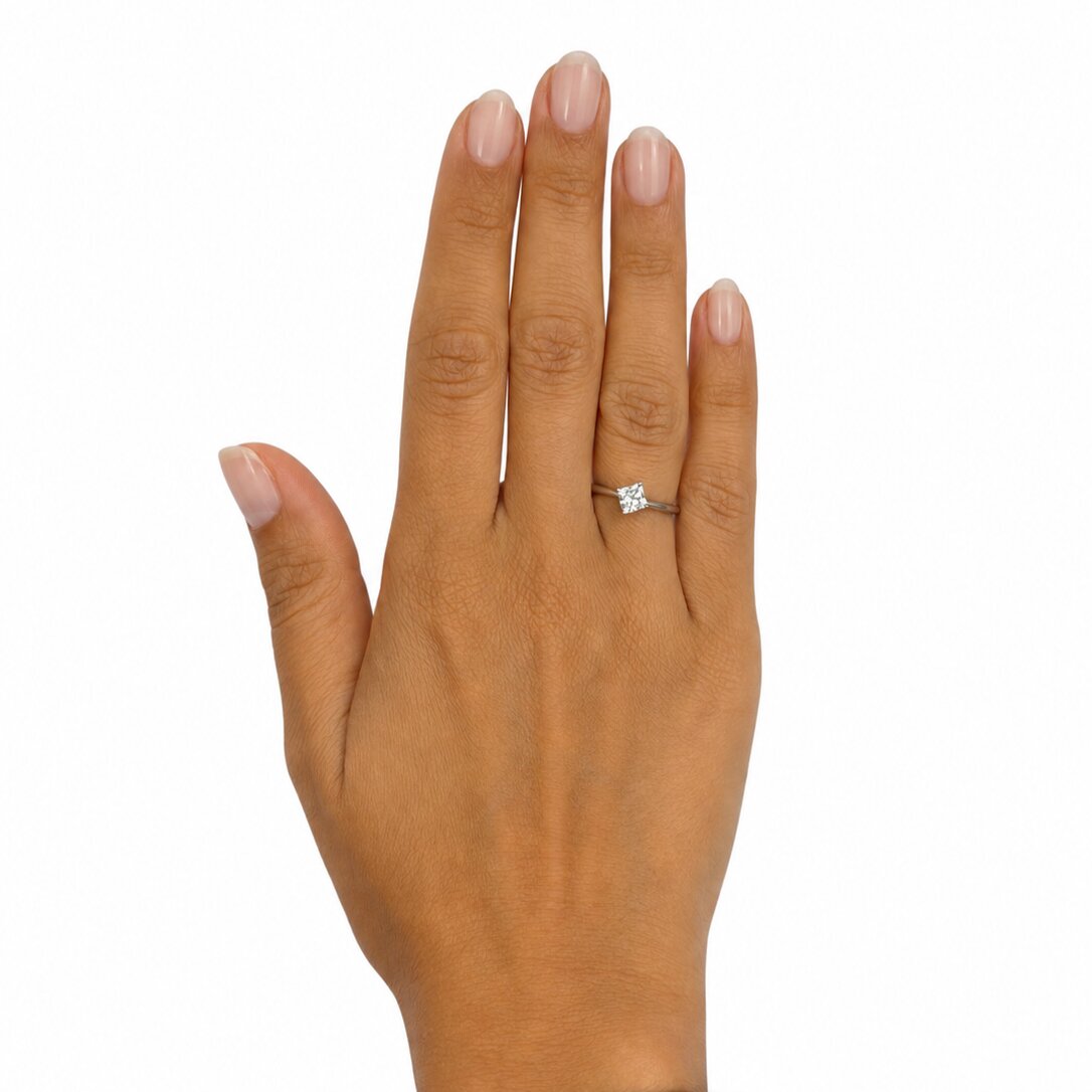 Anello Solitario in Oro Bianco 18 kt con Diamante - immagine 7