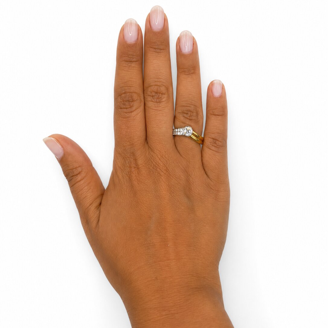 Ring in 18kt White and Yellow Gold with Diamonds - Image 5