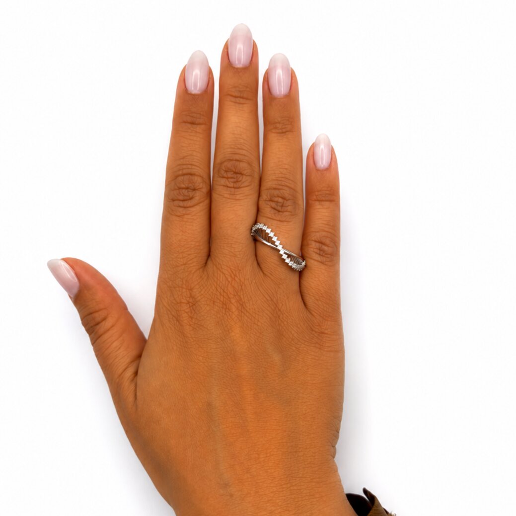 Anello Onda Diamanti in Oro Bianco 18 kt - immagine 5
