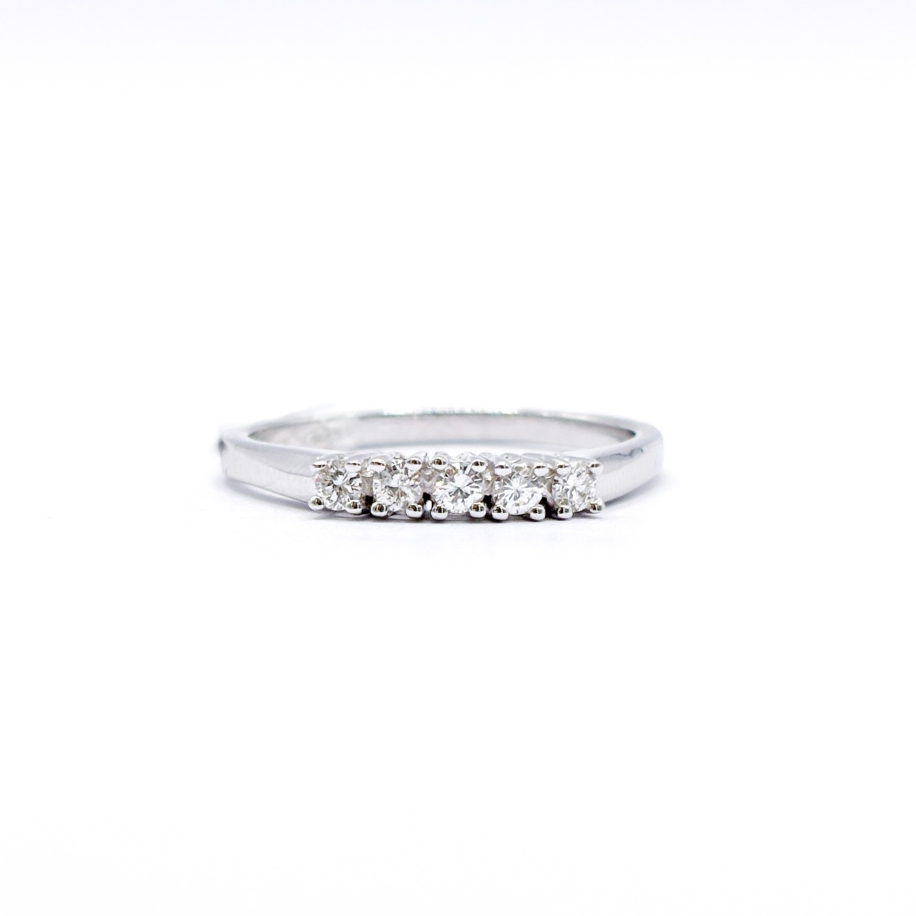 Fedina in Oro Bianco 18 kt con 5 Diamanti - ct 0,20