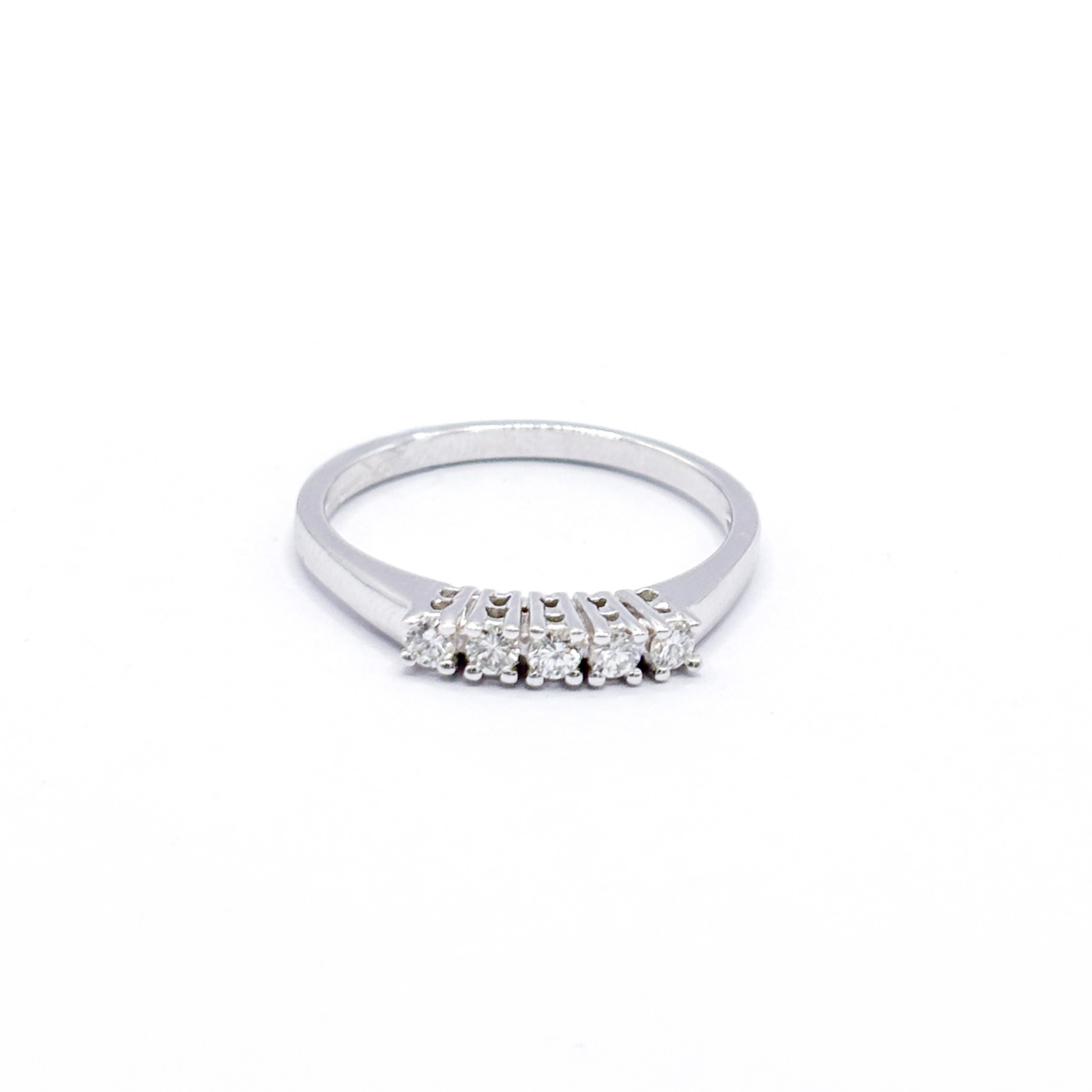 Fedina in Oro Bianco 18 kt con 5 Diamanti - ct 0,20 - immagine 2