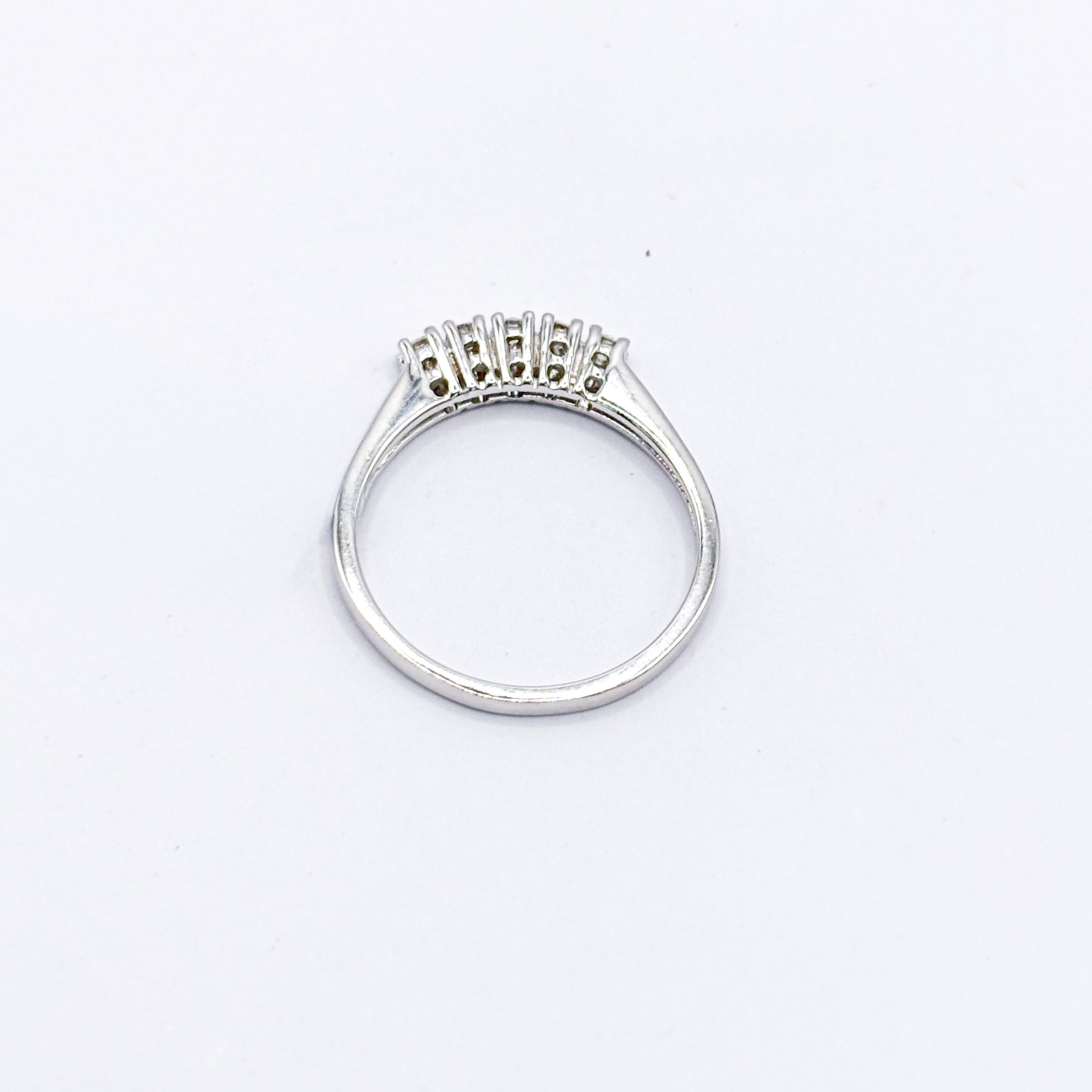 Fedina in Oro Bianco 18 kt con 5 Diamanti - ct 0,20 - immagine 5