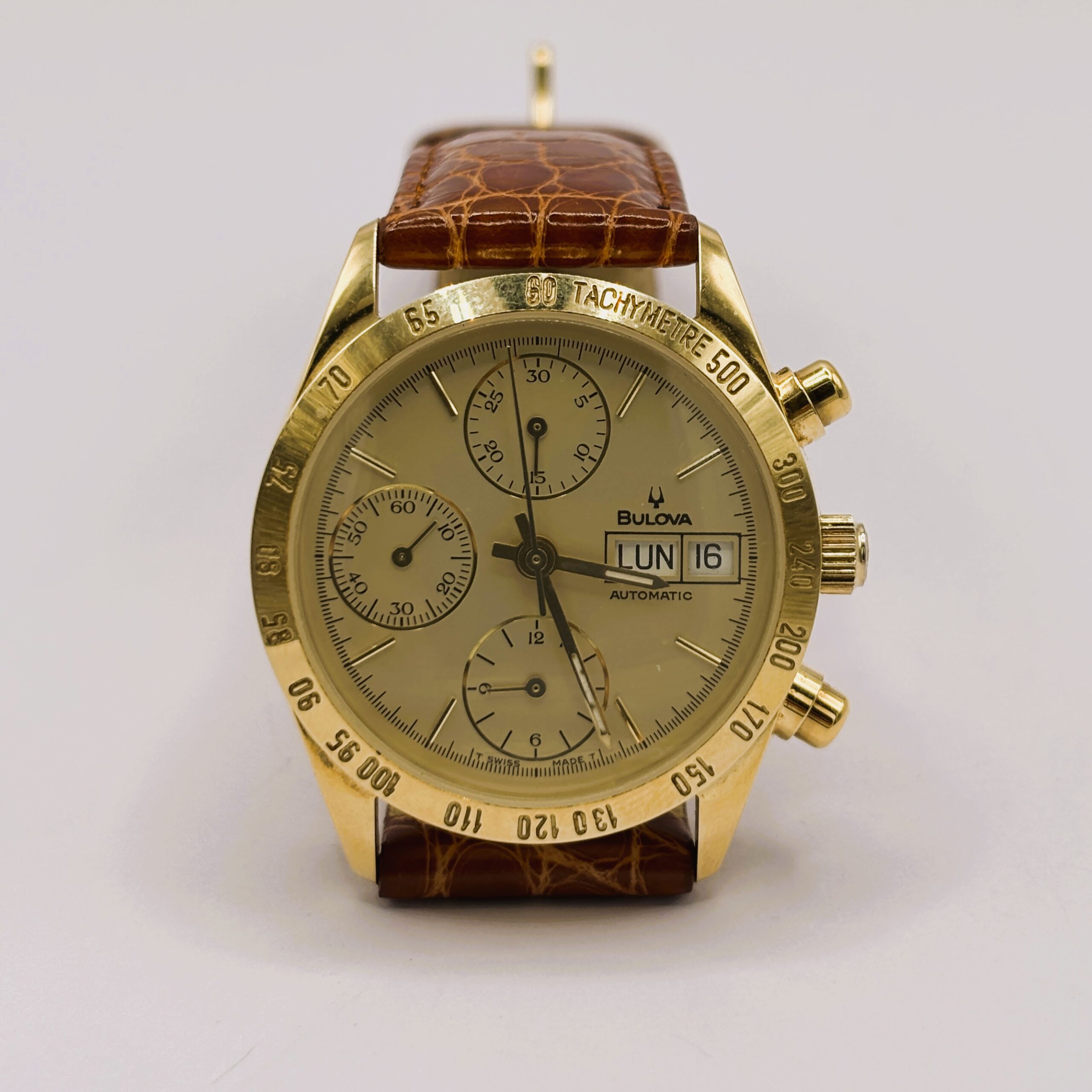 Bulova Automatic Chronograph NOS in 18 Kt Gold - Cal. Valjoux 7750