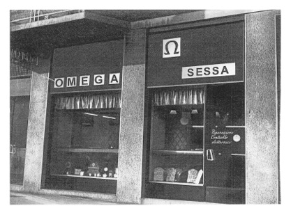 The historic Sessa shop front with the Omega sign