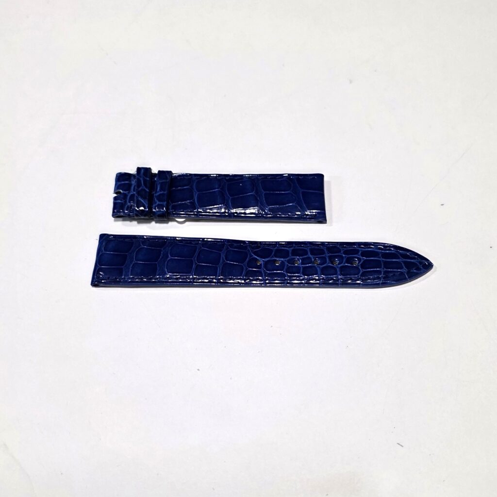 Electric blue alligator strap for Gerald Genta, 20 mm fitting, 18 mm buckle ref 1282
