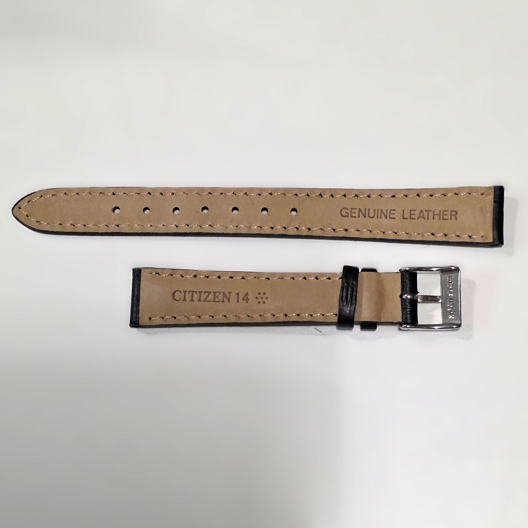Citizen strap in black crocodile-embossed leather, 14 x 12 mm - Image 2