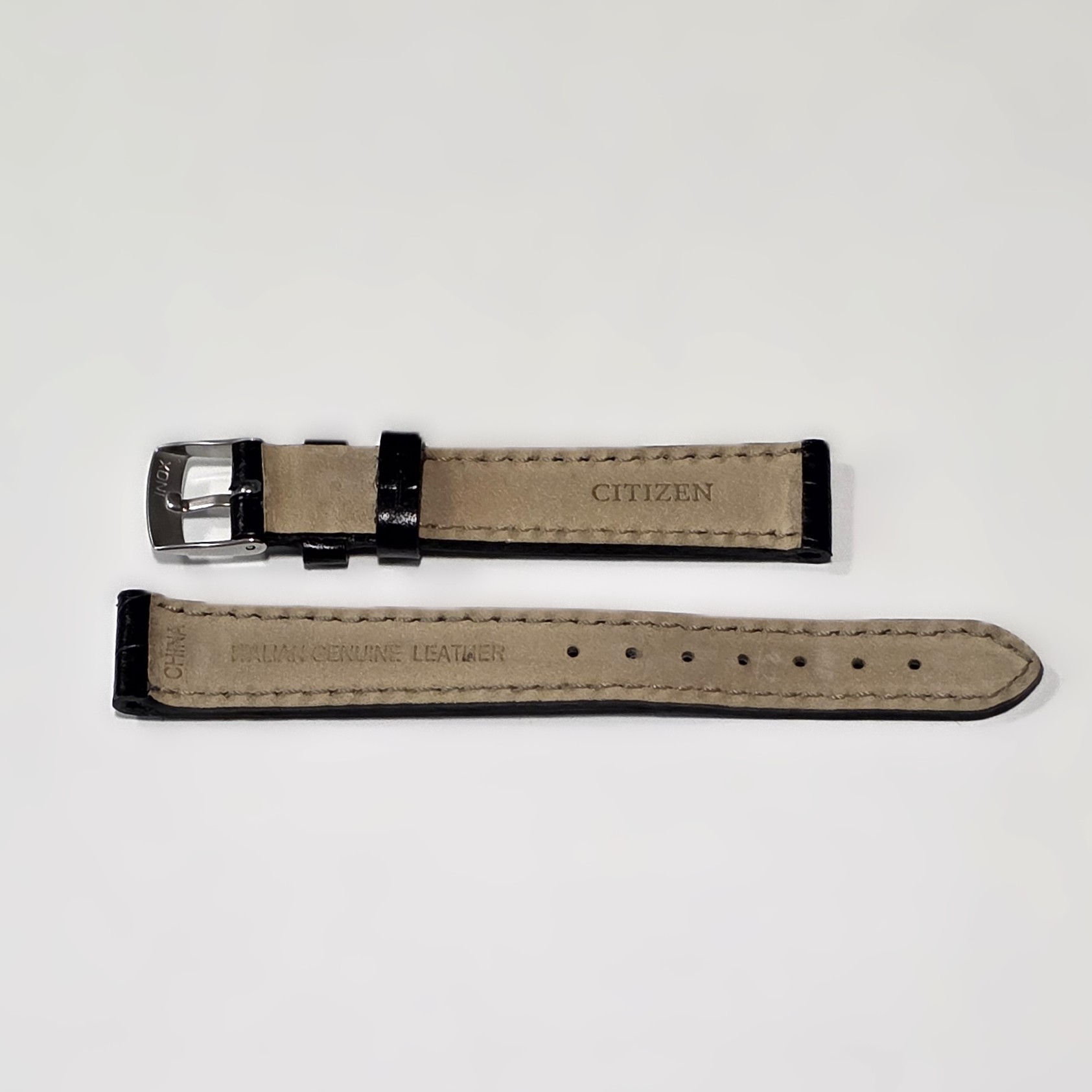 Citizen Strap in Black Croc-Embossed Leather, mm 14 x 14 - Image 2