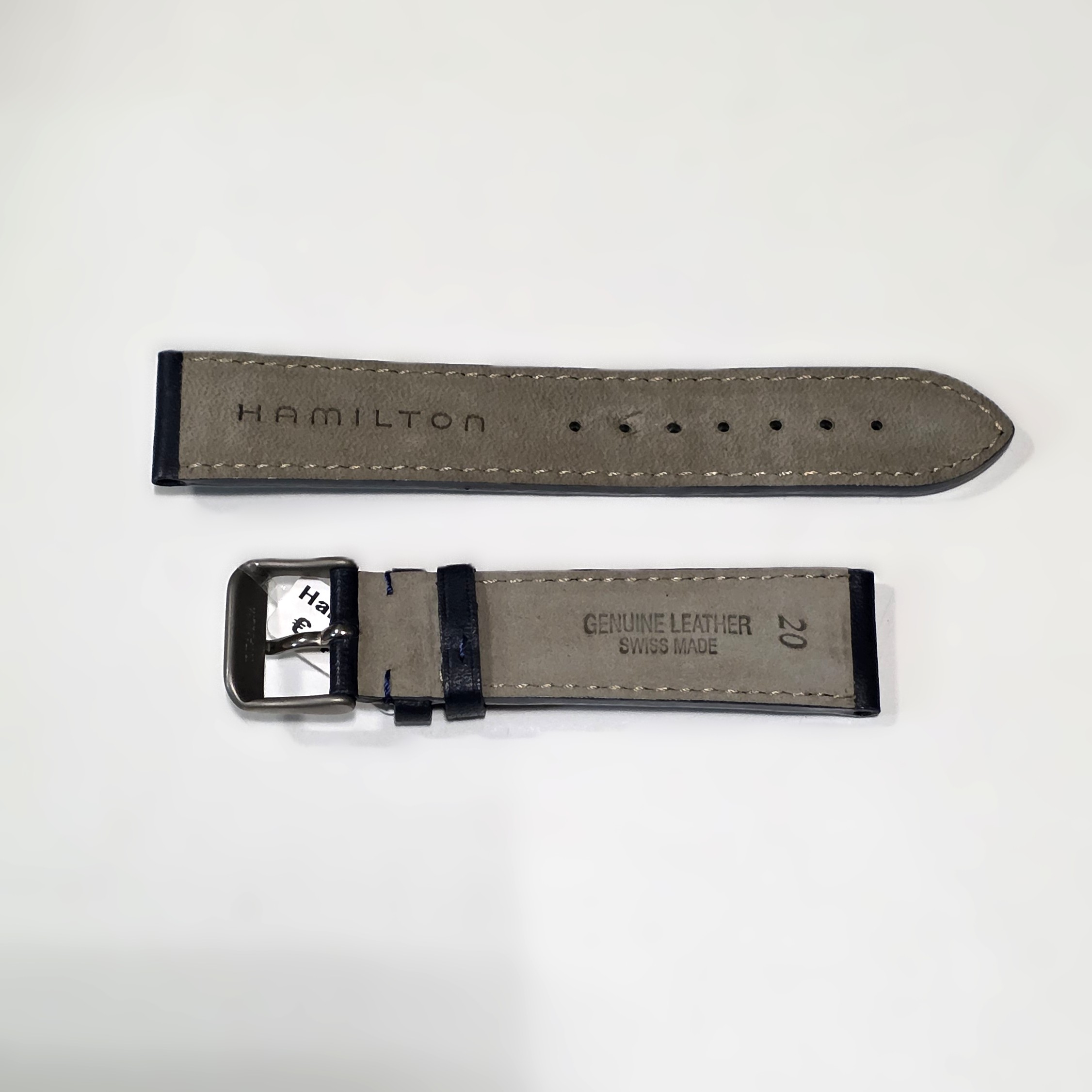 Hamilton Strap in Blue Leather, mm 20 x 16, with Original Signed Buckle - Image 3