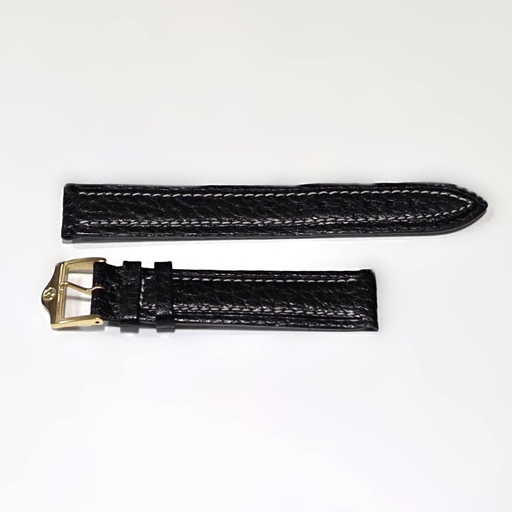 Bulova Strap in Black Leather, mm 17 x 16, with Original Signed Buckle