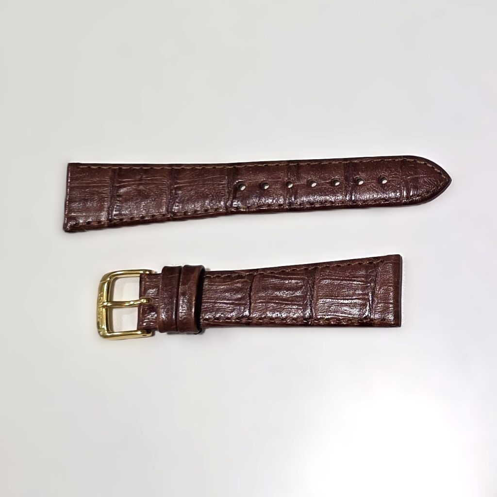Tissot Strap in Brown Alligator-Embossed Leather, mm 21 x 16, with Original Signed Buckle