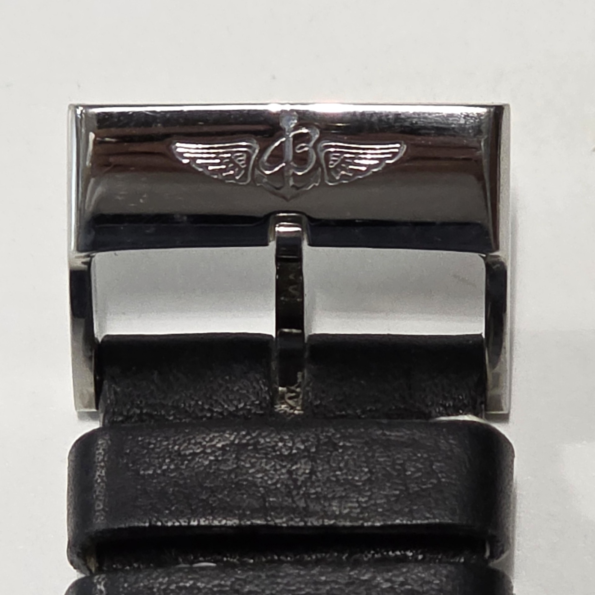 Breitling Strap in Black Leather, mm 24 x 20, with Original Signed Buckle - Image 3
