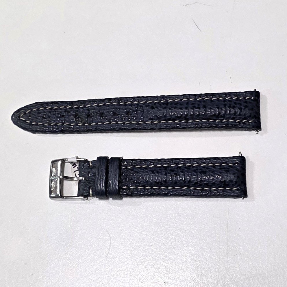 Breitling Strap in Blue Shark Leather, mm 18 x 16, with Original Signed Buckle