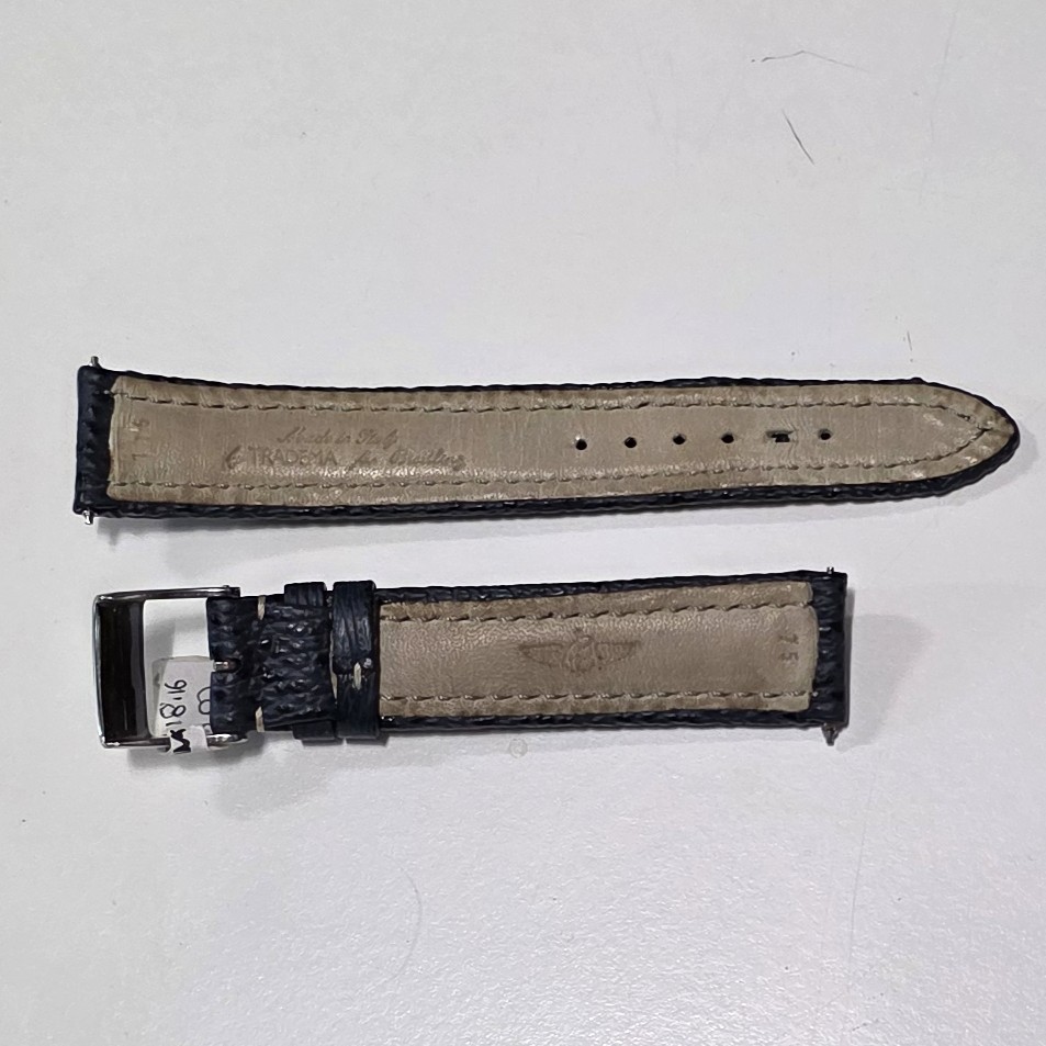 Breitling Strap in Blue Shark Leather, mm 18 x 16, with Original Signed Buckle - Image 2