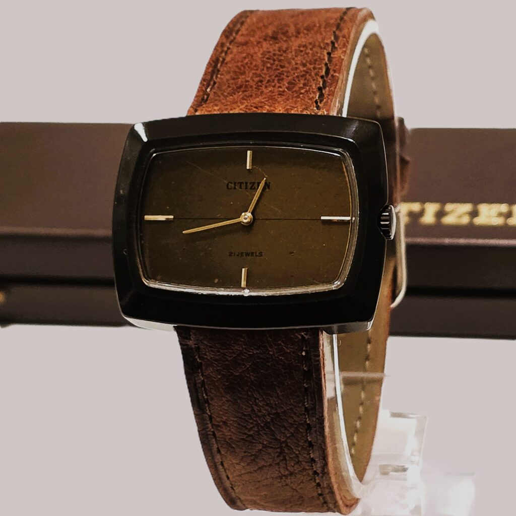 Citizen hand-wound watch, brown anodized steel, ref 198