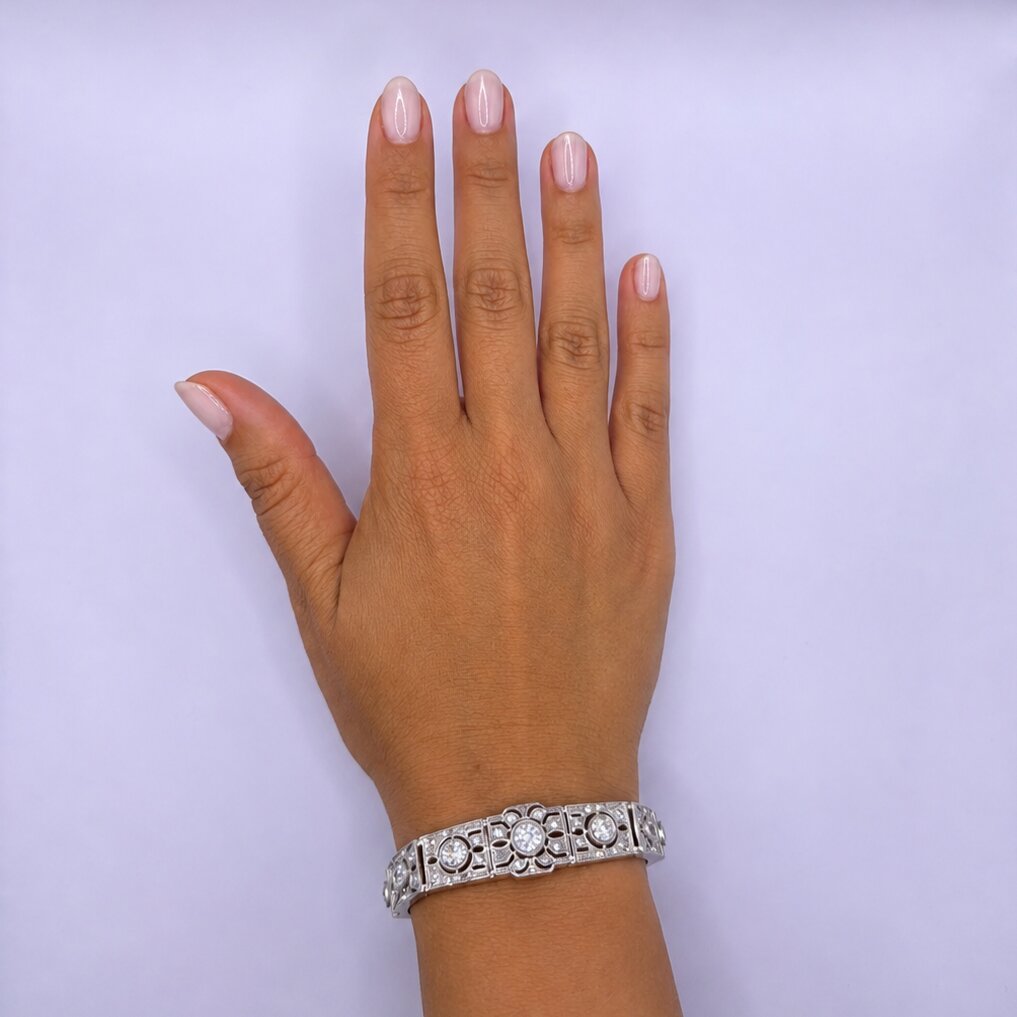 Bracciale Art Déco in Platino con Diamanti - immagine 10