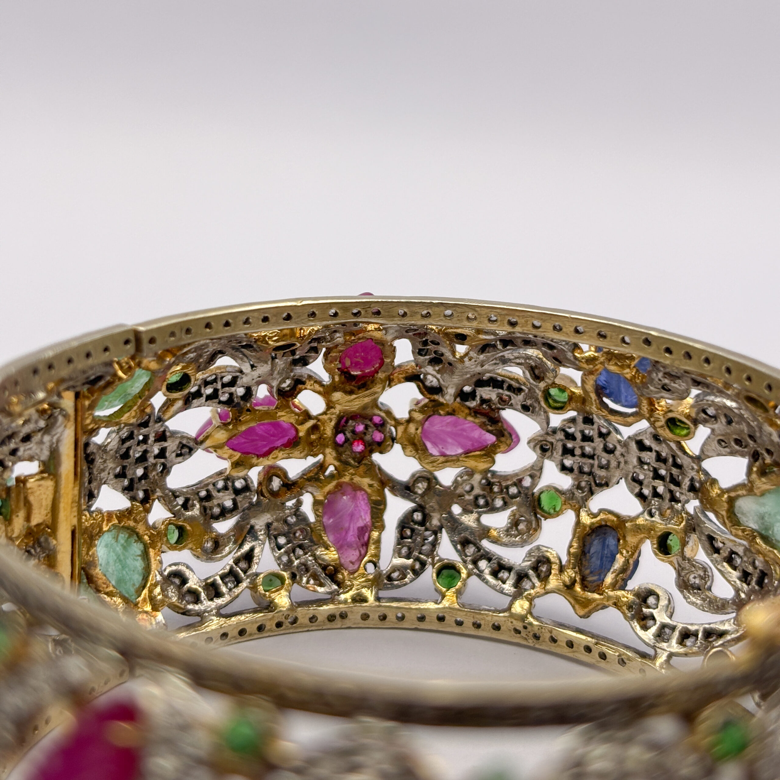 Rigid Floral Bracelet with Sapphires, Rubies, Emeralds and Diamonds - Image 5
