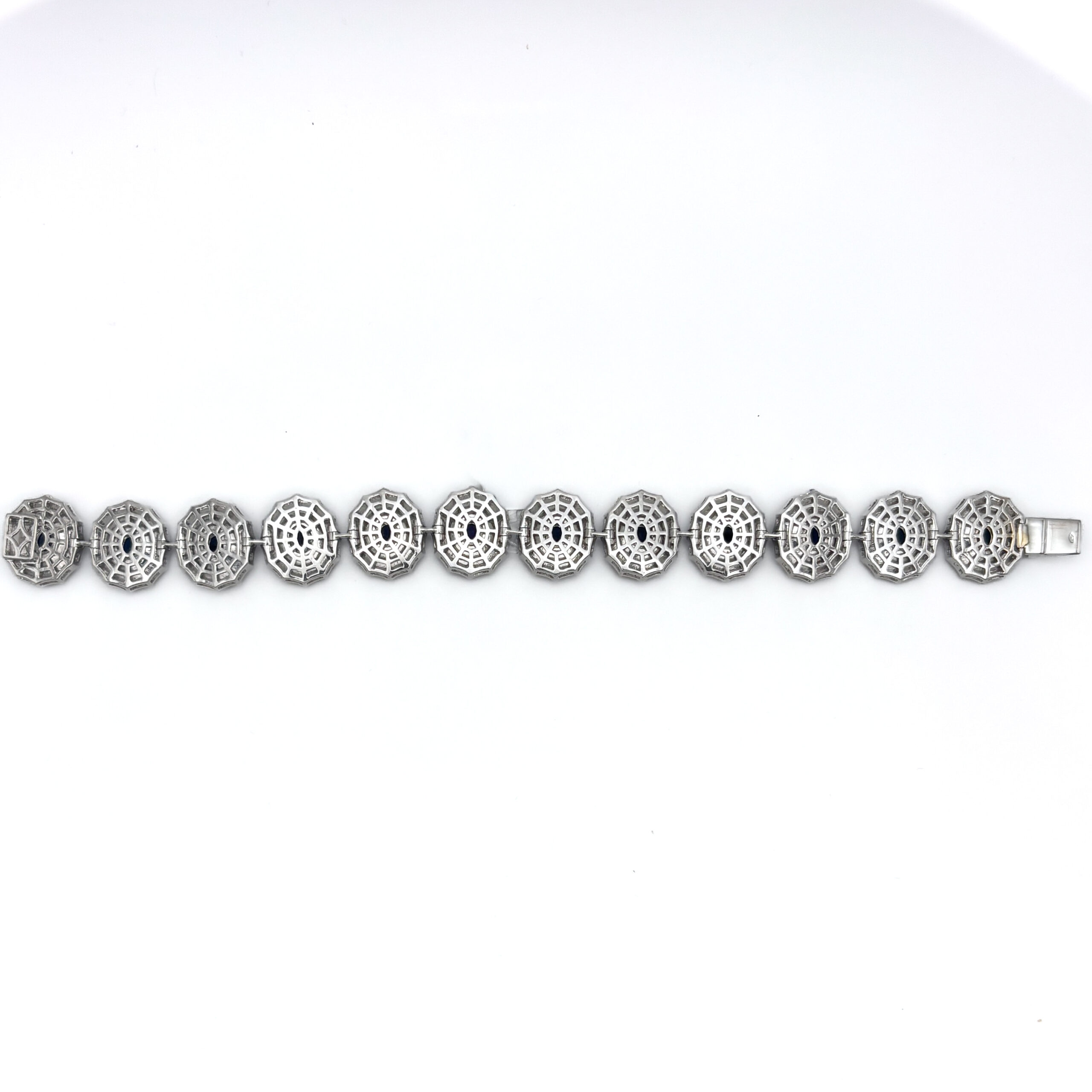 18kt White Gold Bracelet with Sapphires, Diamonds and Black Enamel - Image 6