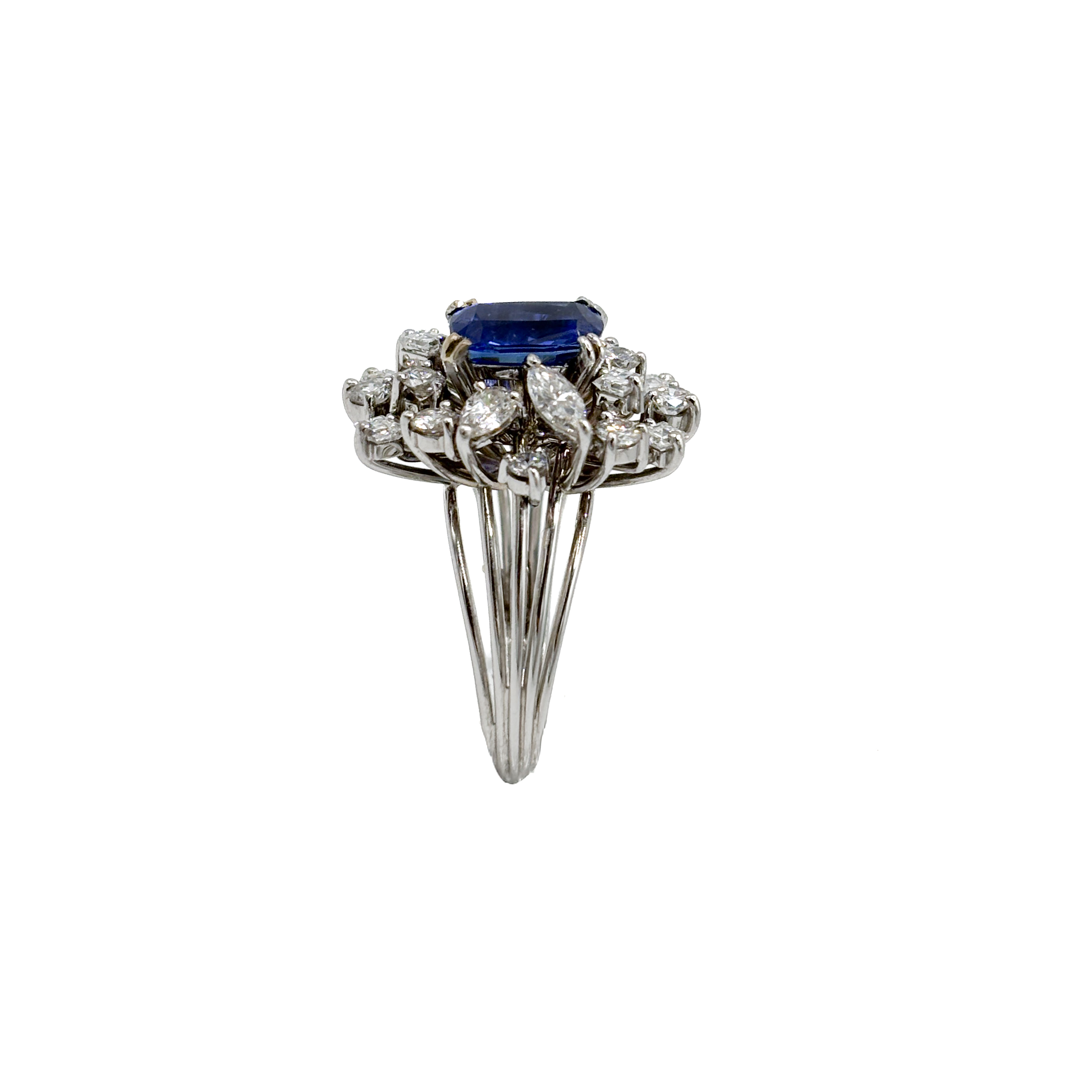Anello in Oro Bianco 18 kt con Zaffiro No Heat e Diamanti - immagine 7