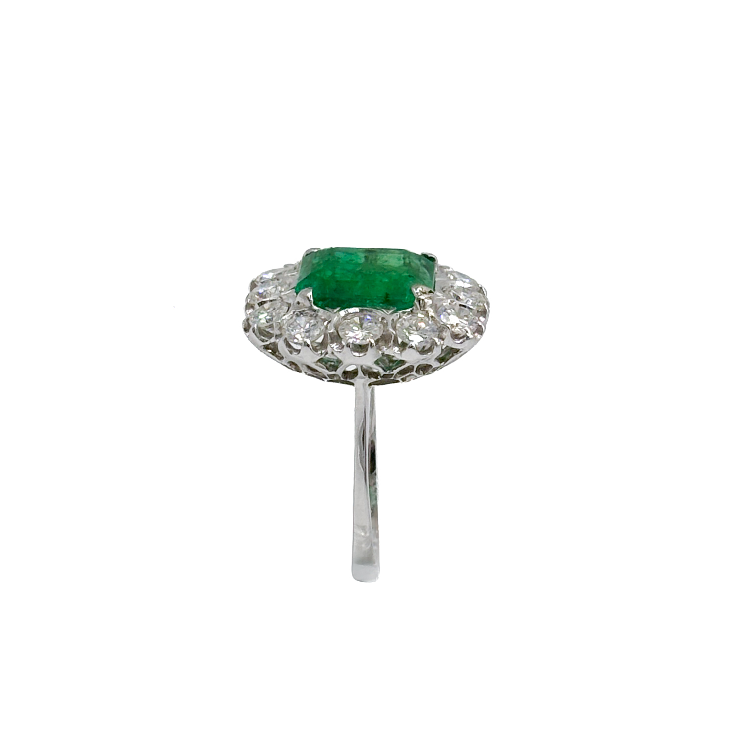 Anello in Oro Bianco 18 kt con Smeraldo Colombia ct 6,00 e Diamanti - immagine 8