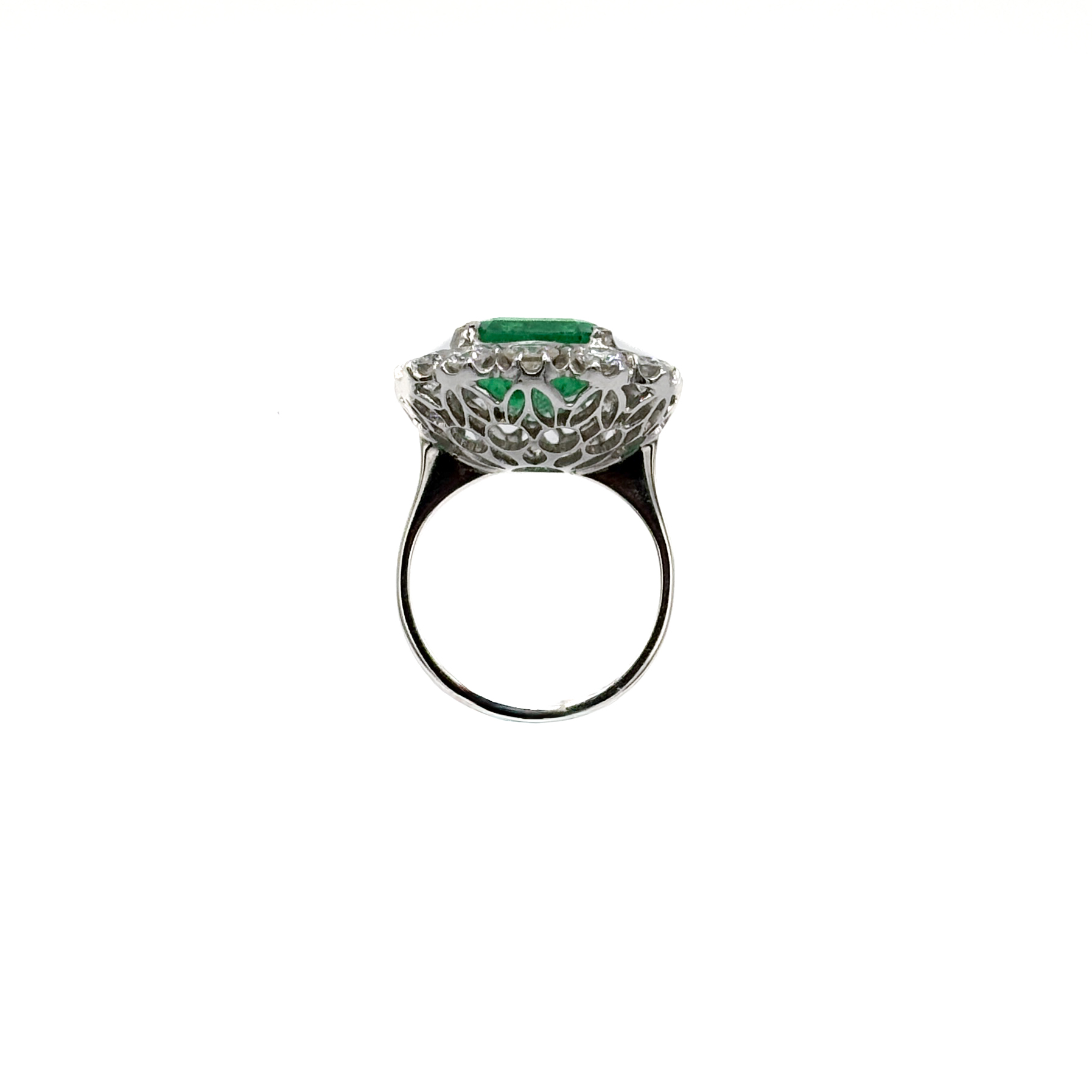 Anello in Oro Bianco 18 kt con Smeraldo Colombia ct 6,00 e Diamanti - immagine 9
