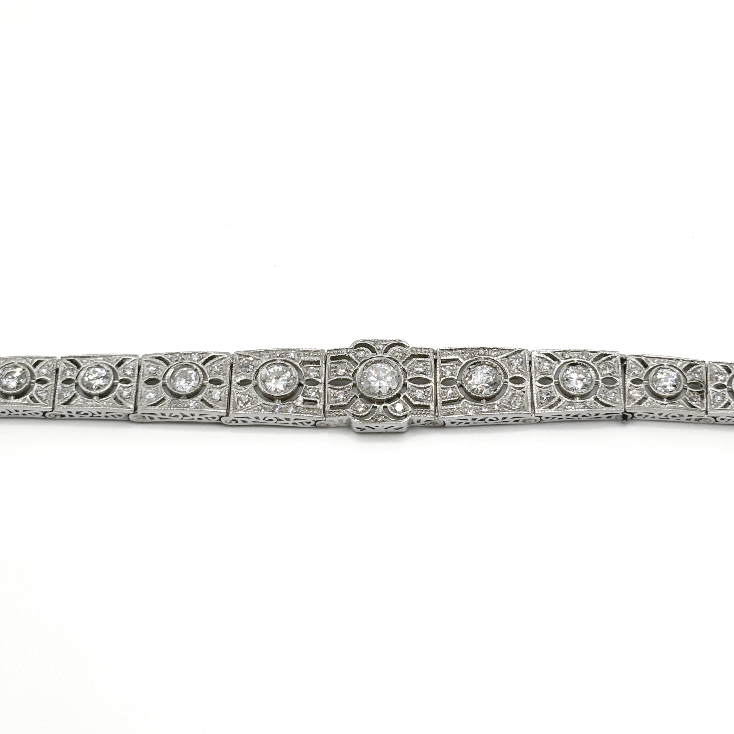 Bracciale Art Déco in Platino con Diamanti - immagine 3