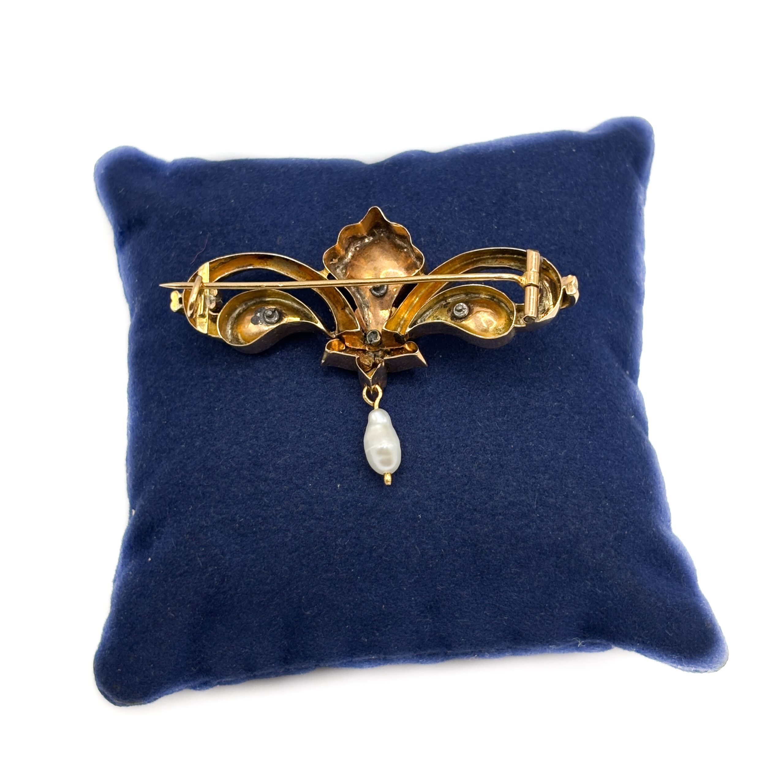 Spilla Antica in Oro Giallo 18 kt con Perle Naturali - immagine 5