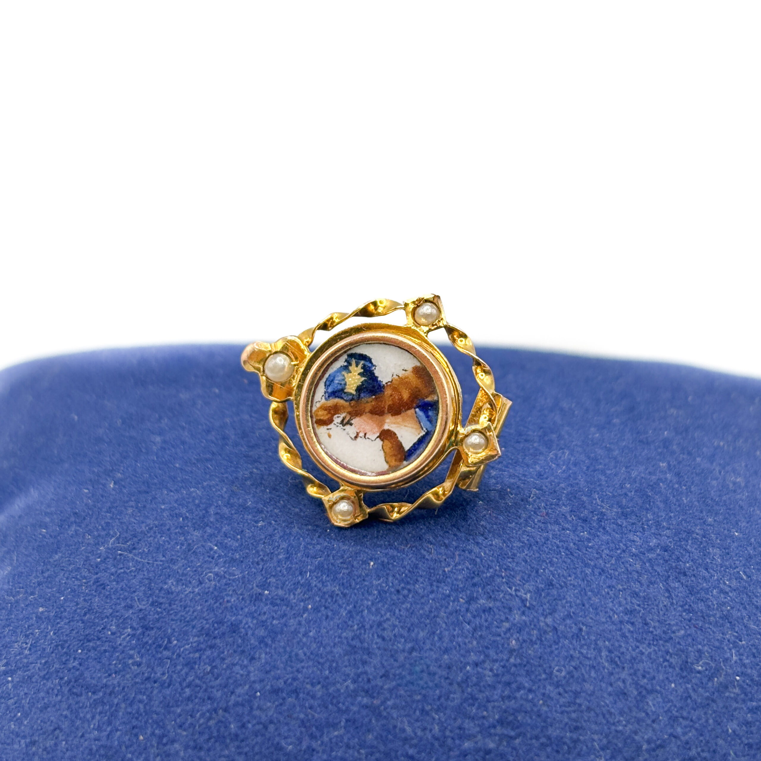Orecchini d’Epoca in Oro Giallo 18 kt con Smalto e Perle - immagine 6
