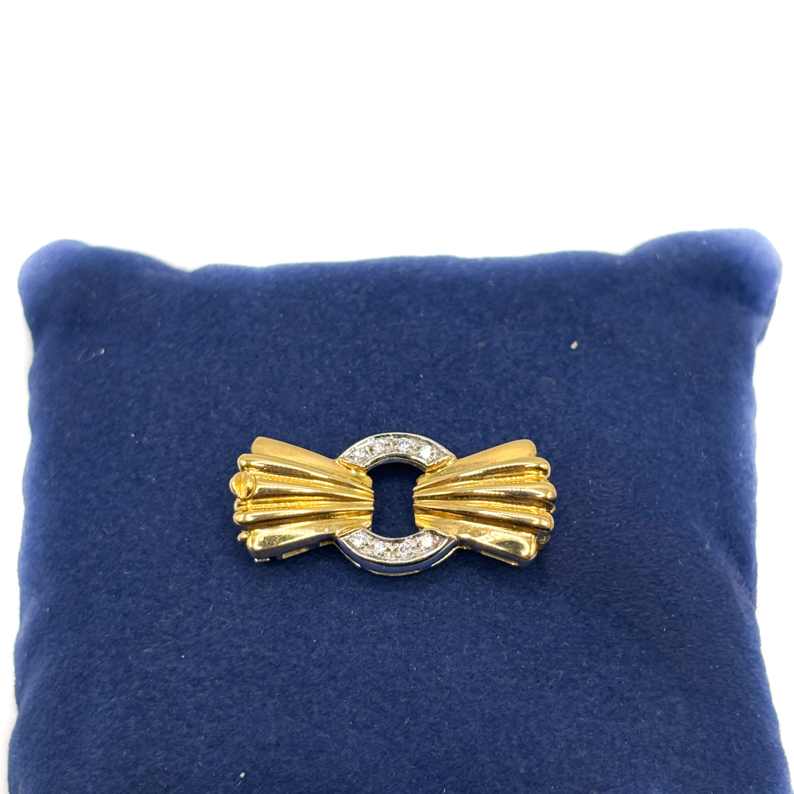 Chiusura in Oro Giallo e Bianco 18 kt con Diamanti
