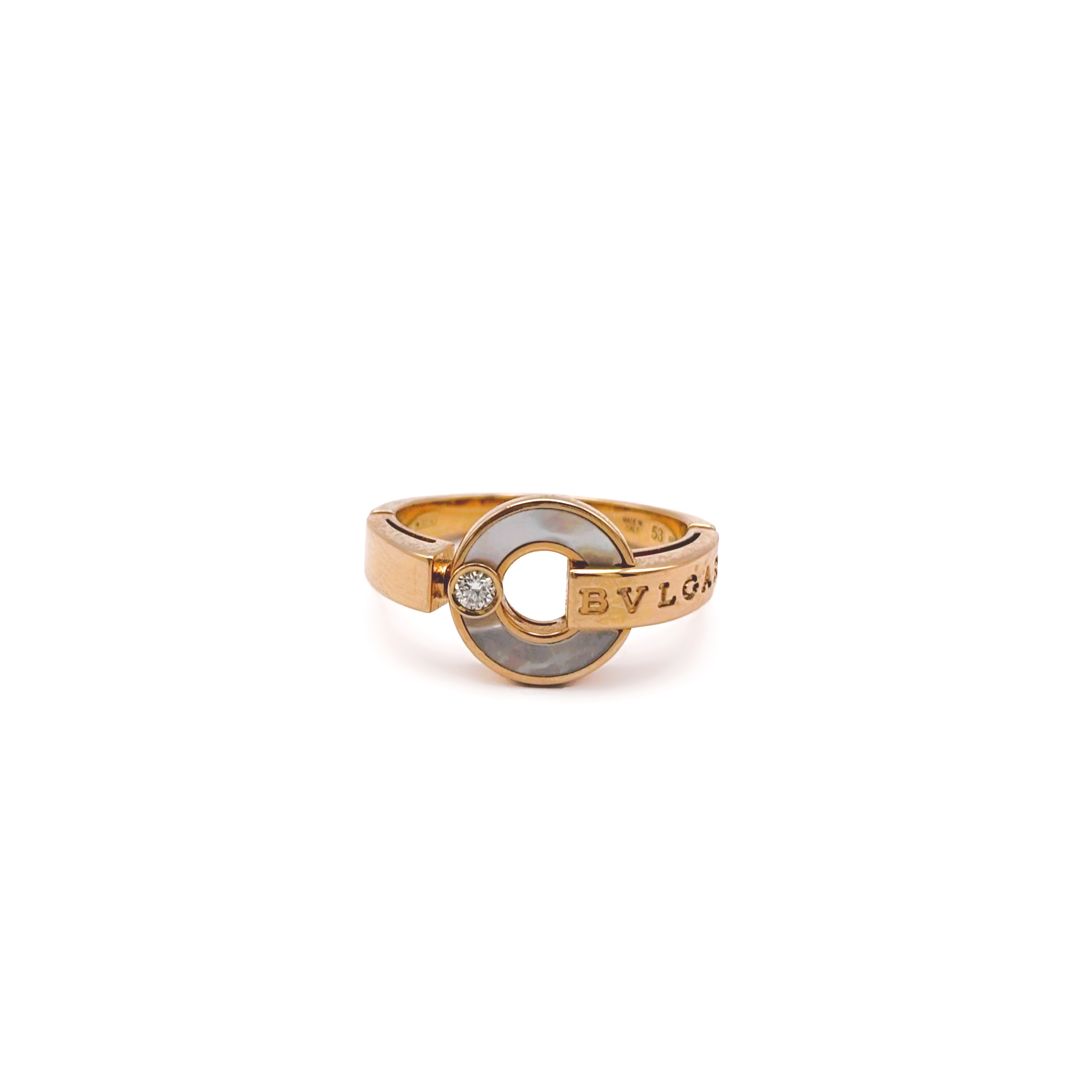 Bulgari Ring in 18kt Rose Gold with Mother-of-Pearl and Diamond - Image 2