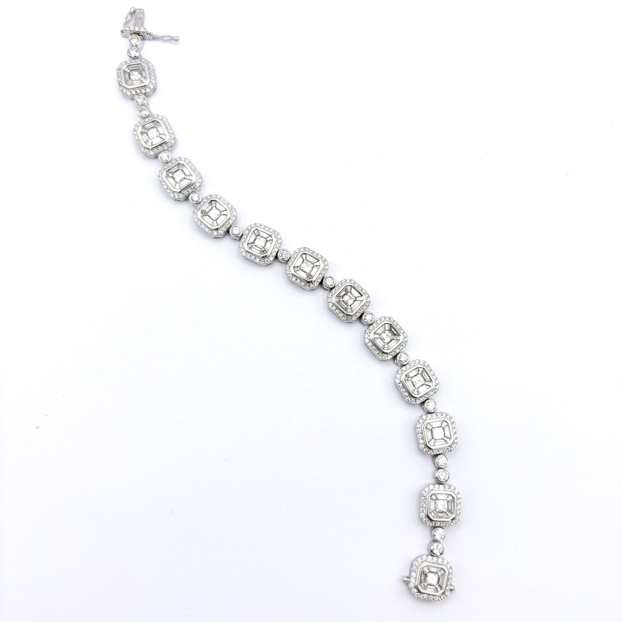Bracciale in Oro Bianco 18 kt con Diamanti Taglio Smeraldo - immagine 3